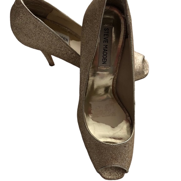 2/$14 ❤️ Steve Madden Gold ‘Glitter’ Heel Sz 8 - Picture 2 of 13
